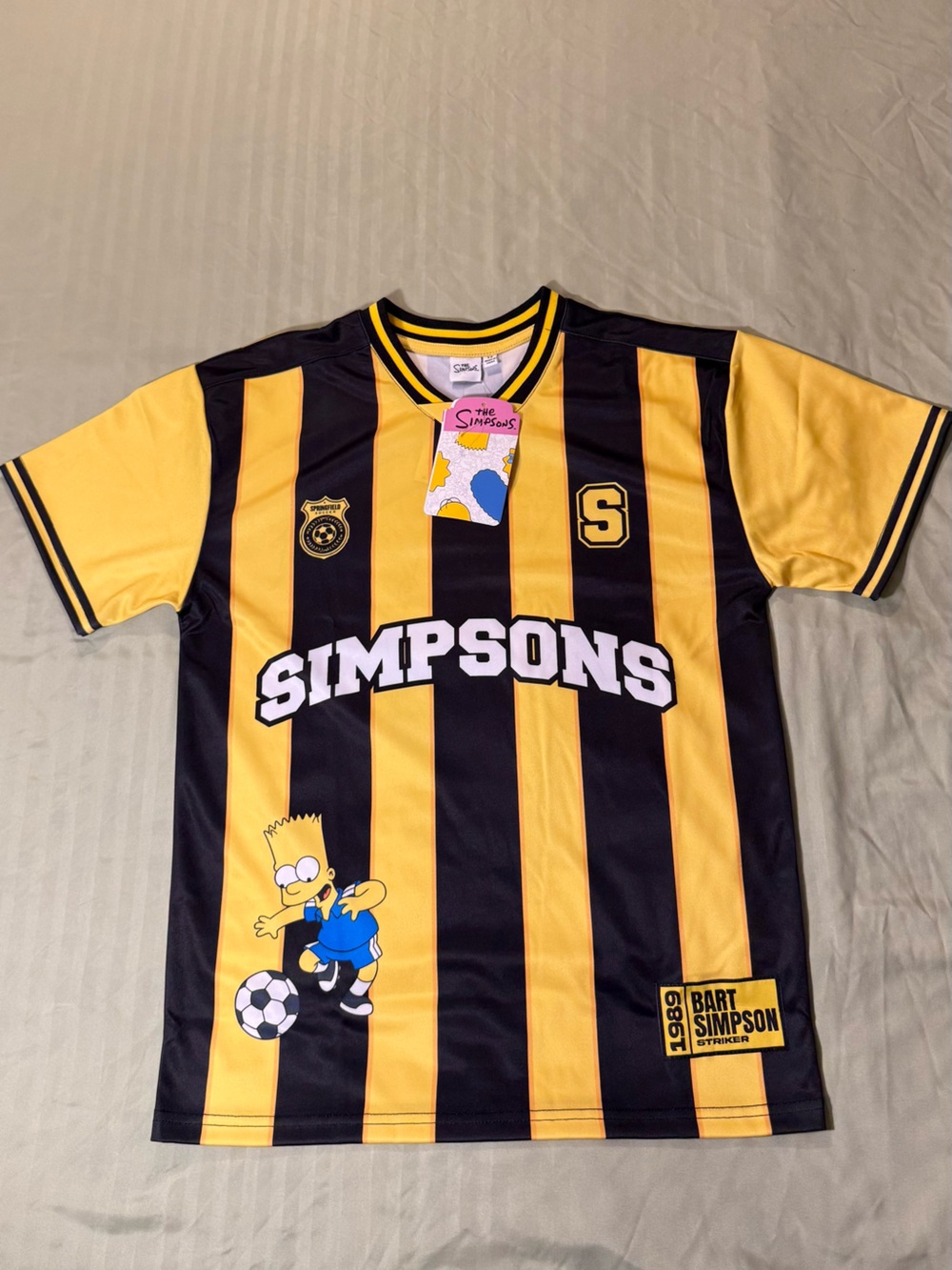 Simpsons Kids' Yellow & Black Striped Soccer Jersey